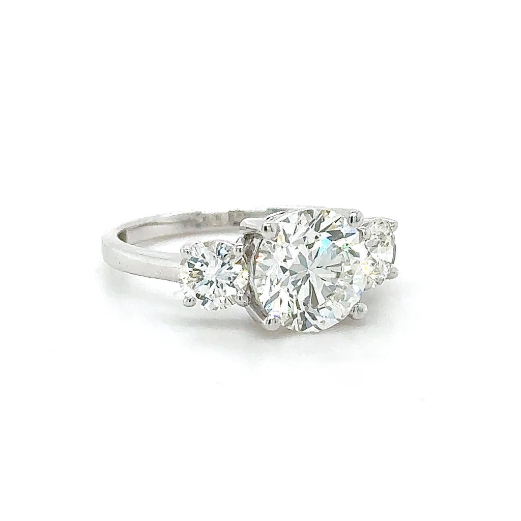 Three-stone diamond ring side view
