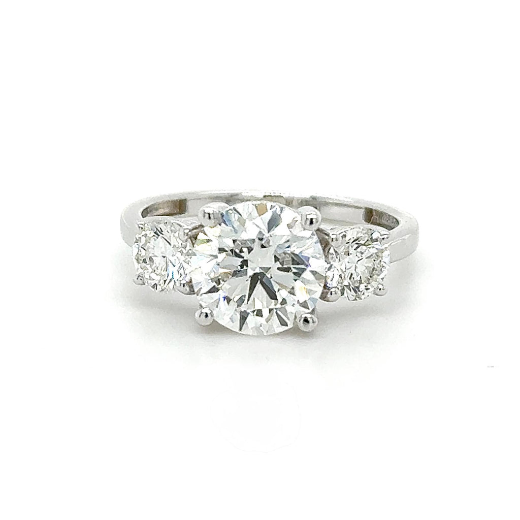 Three-stone diamond ring front view