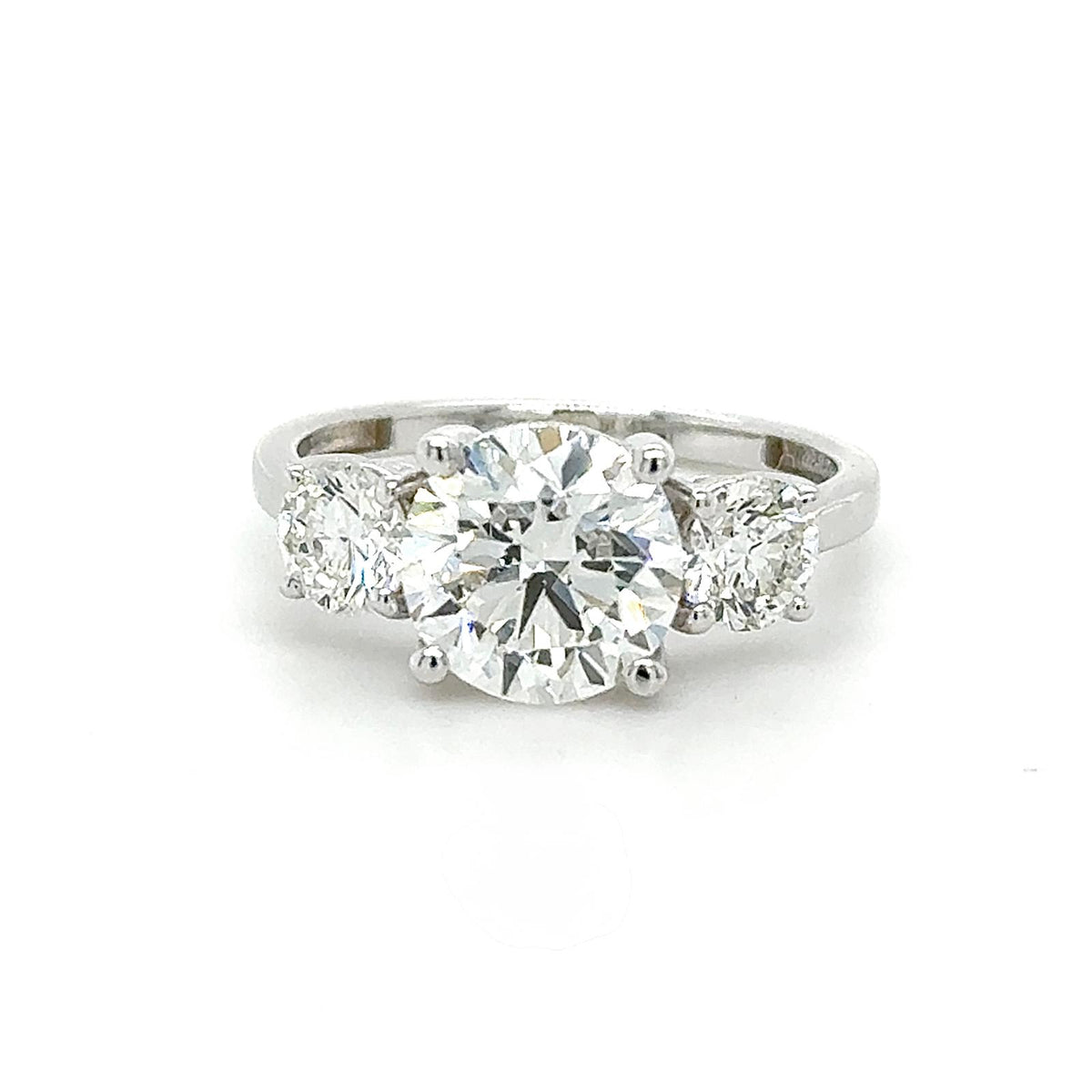 Three-stone diamond ring front view