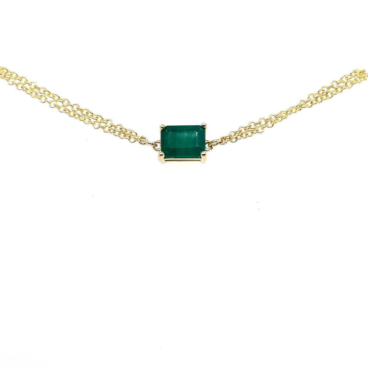 Emerald Solitaire Bracelet in 14K Yellow Gold - full view