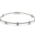 Diamond Clover Bead Bangle Bracelet in 14K White Gold - front view